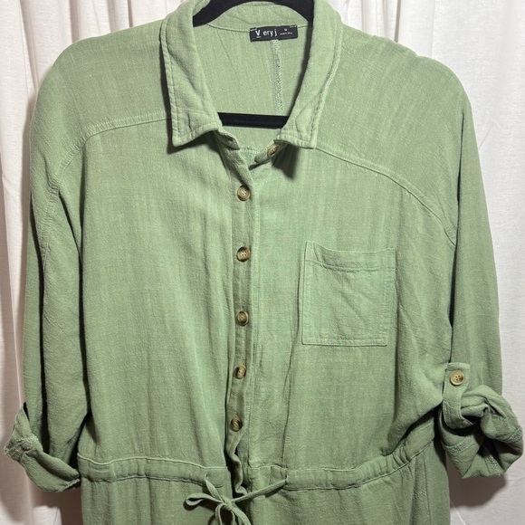 Very J Other - Very J Button up Romper in Size Medium light green/sage color